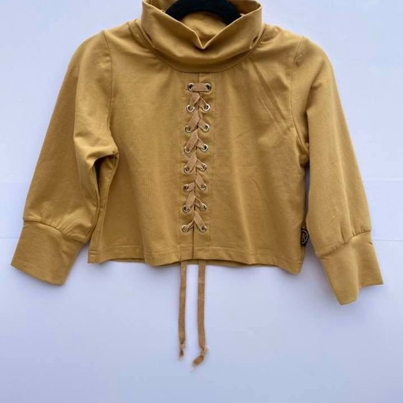 *NWT* 5T Laced up Mustard long sleeve - Picture 7 of 7